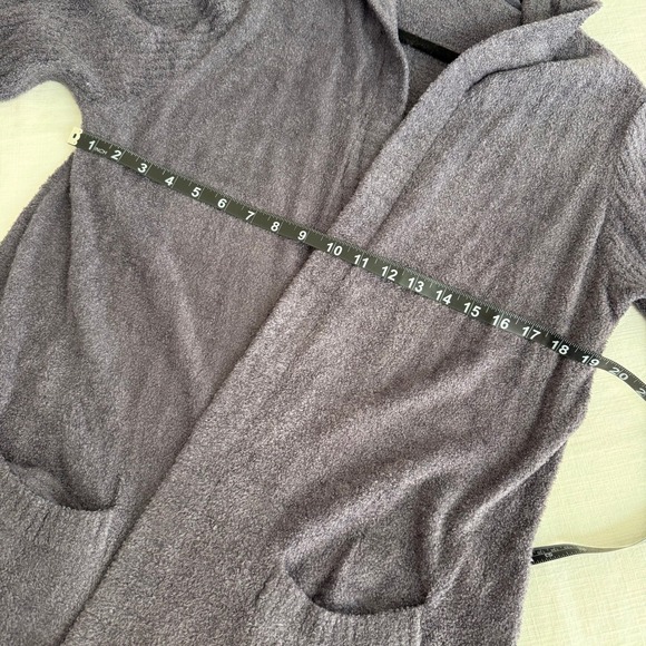 Barefoot Dreams CozyChic Lite Hooded Cardigan Gray Open Front Sweater Large - Picture 8 of 9